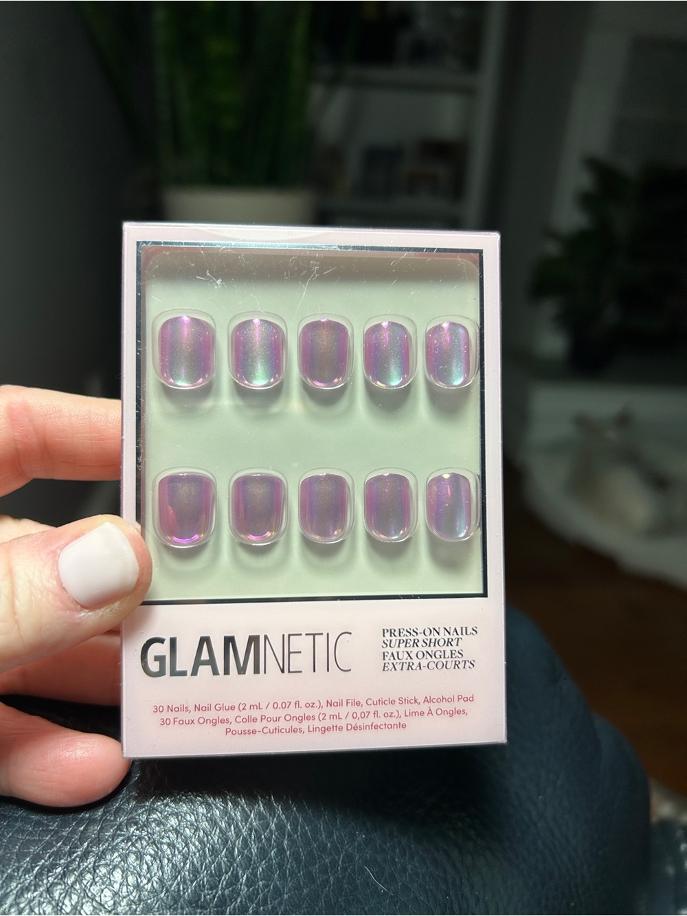 GLAMNETIC NIB Oyster Baby Super Short Iridescent Pink Press-On Nails